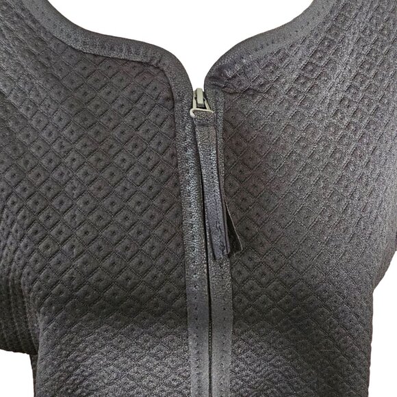 NWT Max Studio Black Quilted Textured A Line Dress faux accents Zipper Front sz - Picture 3 of 13